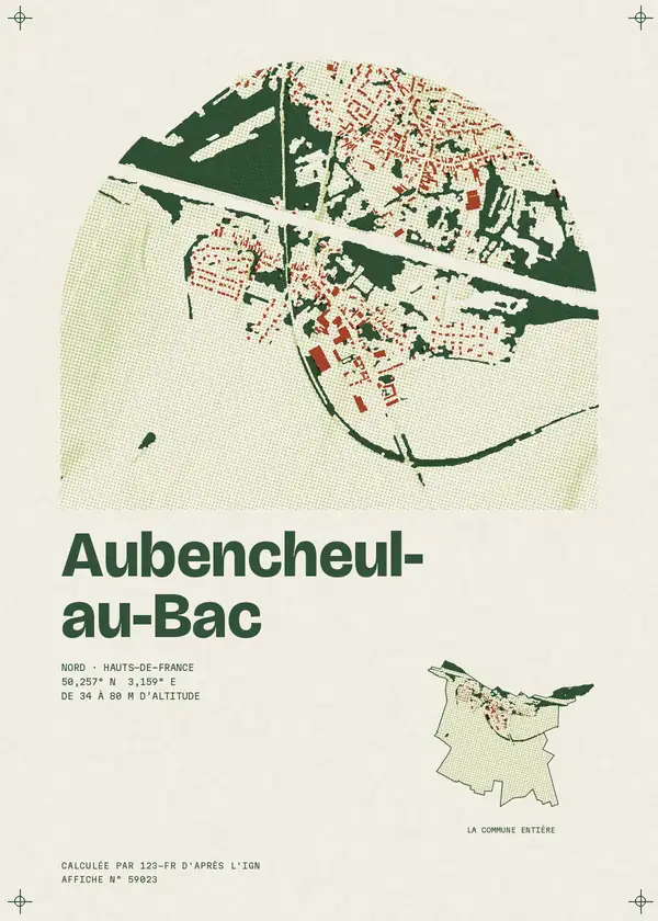 Affiche de Aubencheul-au-Bac, calculée par 123-fr d'après l'IGN