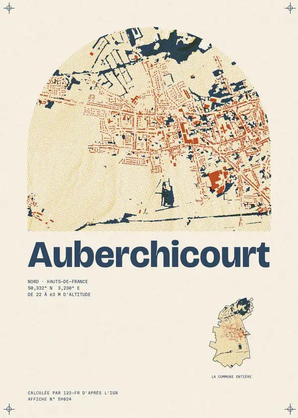 Affiche de Auberchicourt, calculée par 123-fr d'après l'IGN