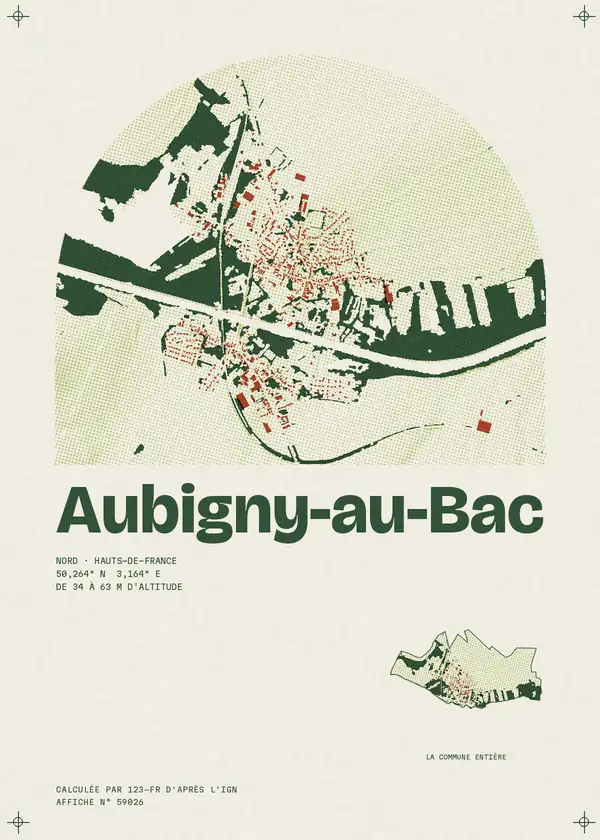 Affiche de Aubigny-au-Bac, calculée par 123-fr d'après l'IGN