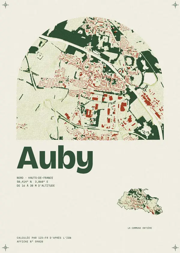 Affiche de Auby, calculée par 123-fr d'après l'IGN