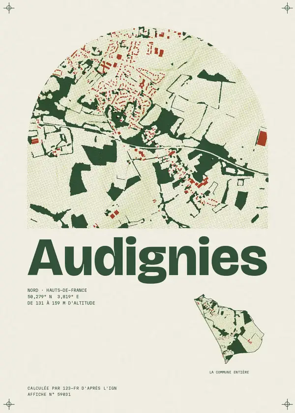 Affiche de Audignies, calculée par 123-fr d'après l'IGN