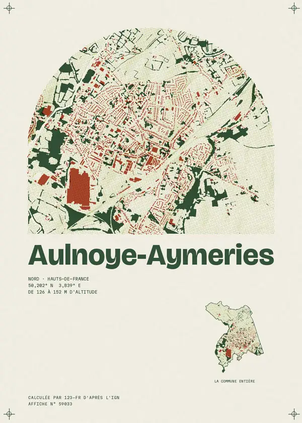 Affiche de Aulnoye-Aymeries, calculée par 123-fr d'après l'IGN