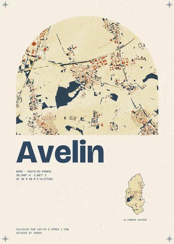 Affiche de Avelin, calculée par 123-fr d'après l'IGN