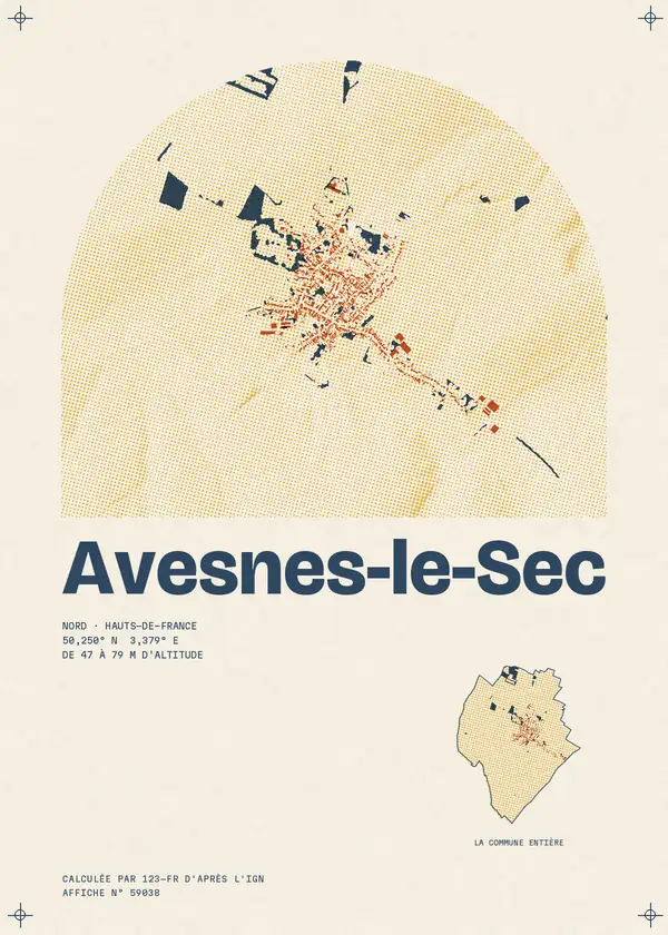 Affiche de Avesnes-le-Sec, calculée par 123-fr d'après l'IGN