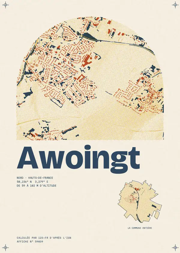 Affiche de Awoingt, calculée par 123-fr d'après l'IGN