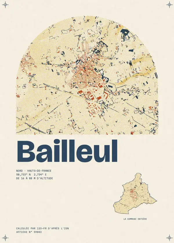 Affiche de Bailleul, calculée par 123-fr d'après l'IGN