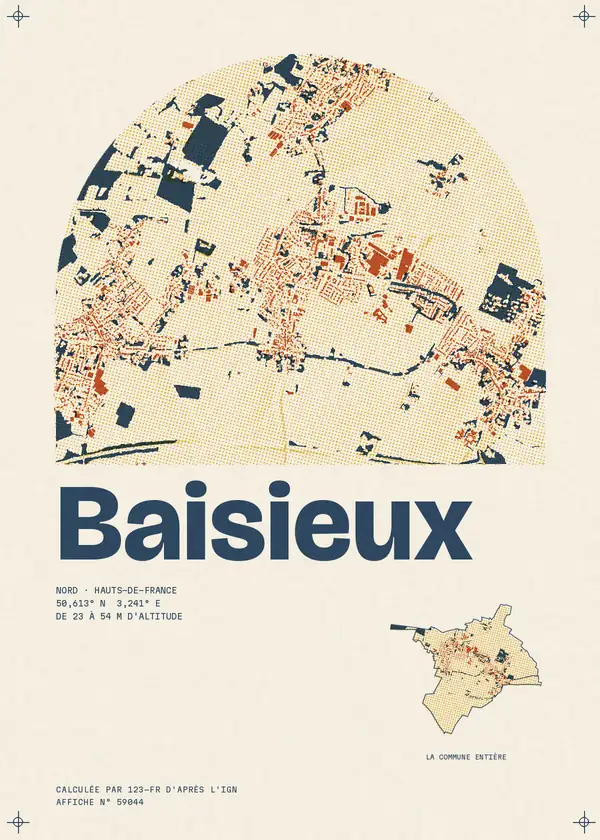 Affiche de Baisieux, calculée par 123-fr d'après l'IGN