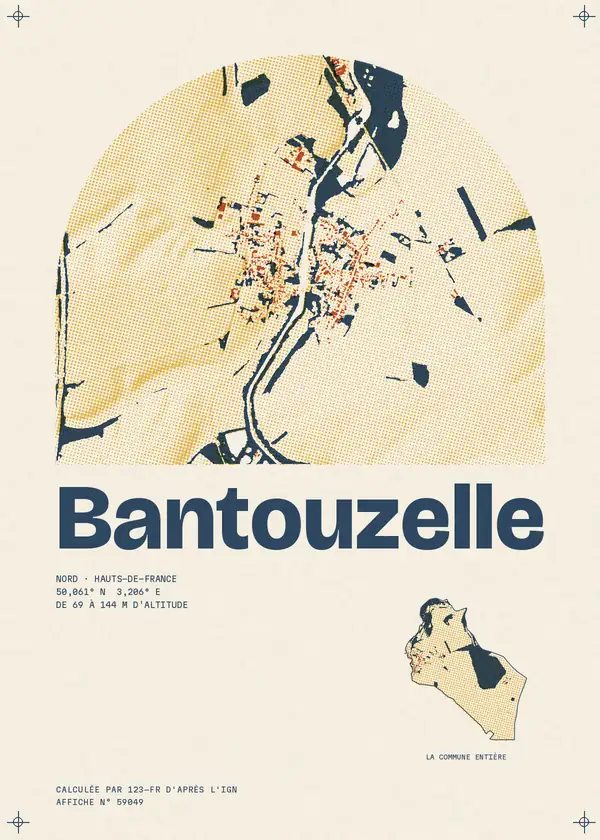 Affiche de Bantouzelle, calculée par 123-fr d'après l'IGN