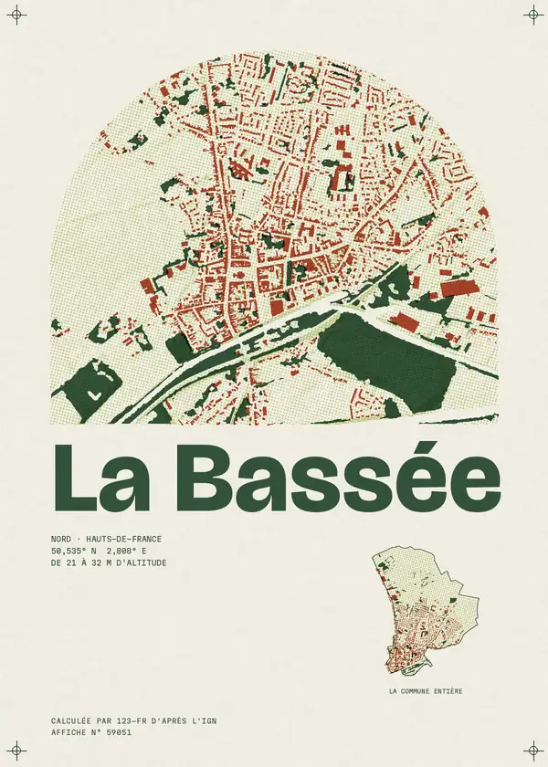 Affiche de La Bassée, calculée par 123-fr d'après l'IGN