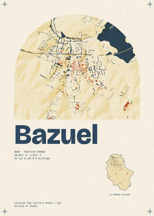 Affiche de Bazuel, calculée par 123-fr d'après l'IGN