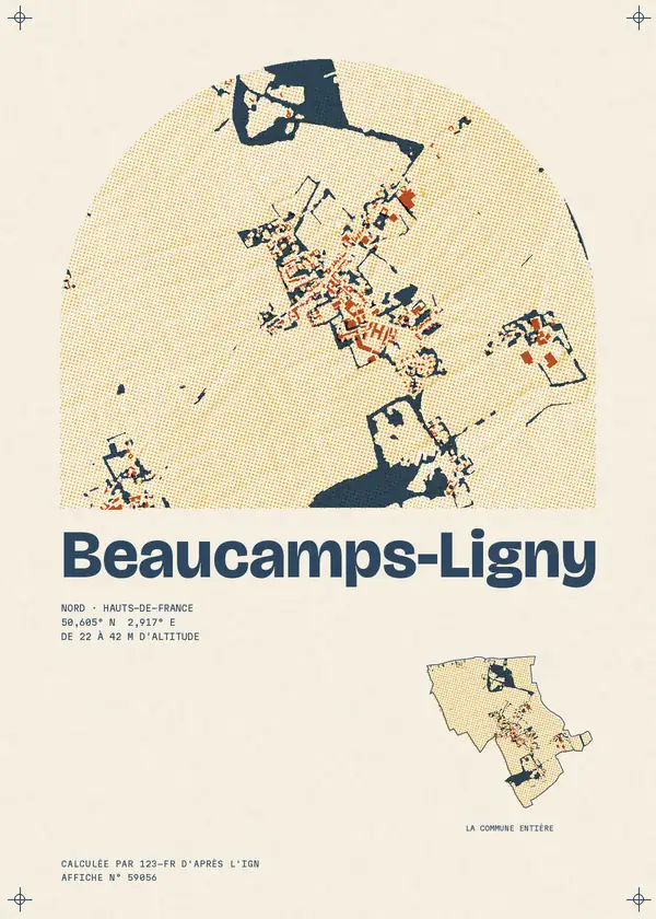 Affiche de Beaucamps-Ligny, calculée par 123-fr d'après l'IGN