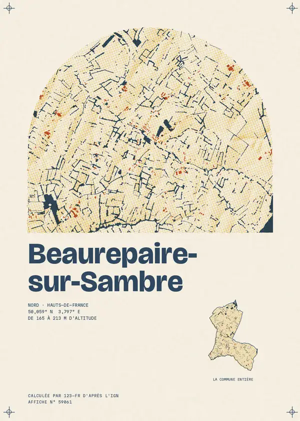 Affiche de Beaurepaire-sur-Sambre, calculée par 123-fr d'après l'IGN