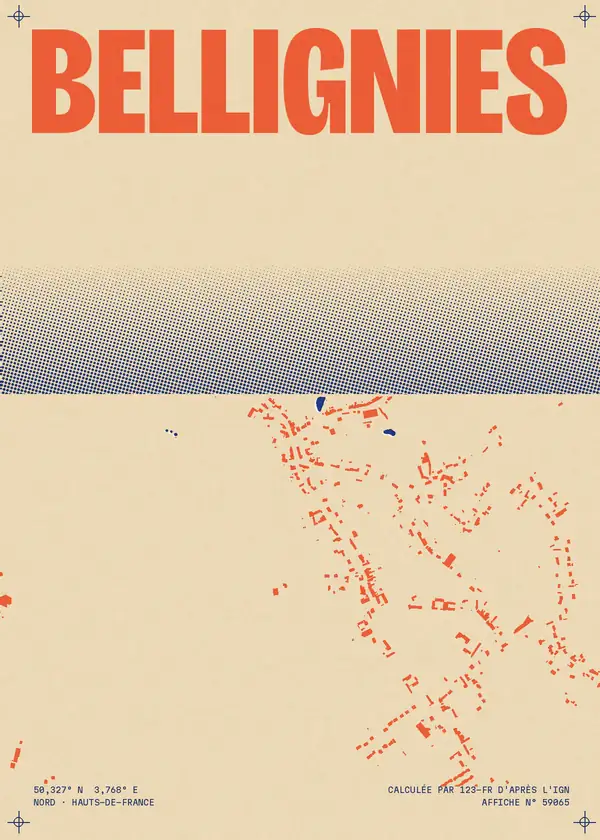 Affiche de Bellignies, calculée par 123-fr d'après l'IGN