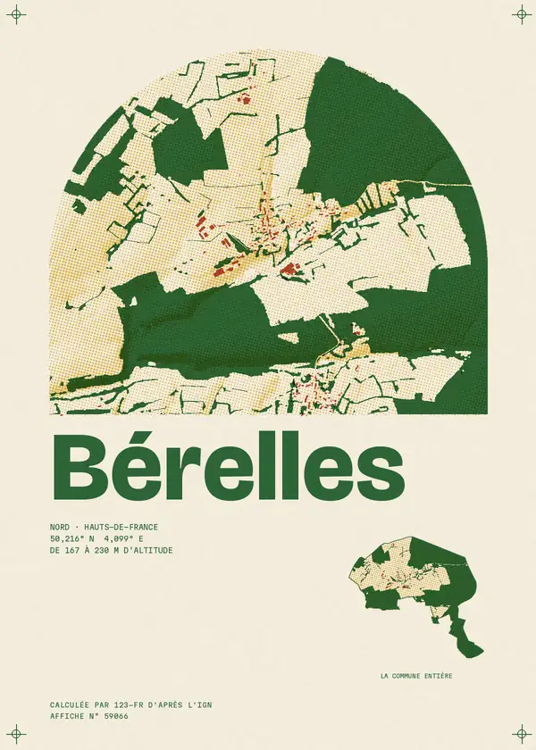 Affiche de Bérelles, calculée par 123-fr d'après l'IGN