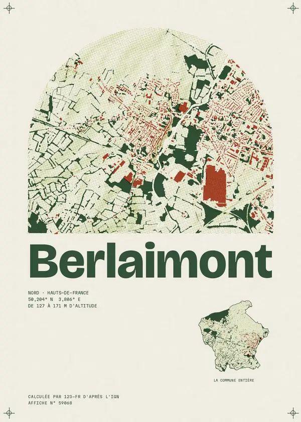 Affiche de Berlaimont, calculée par 123-fr d'après l'IGN