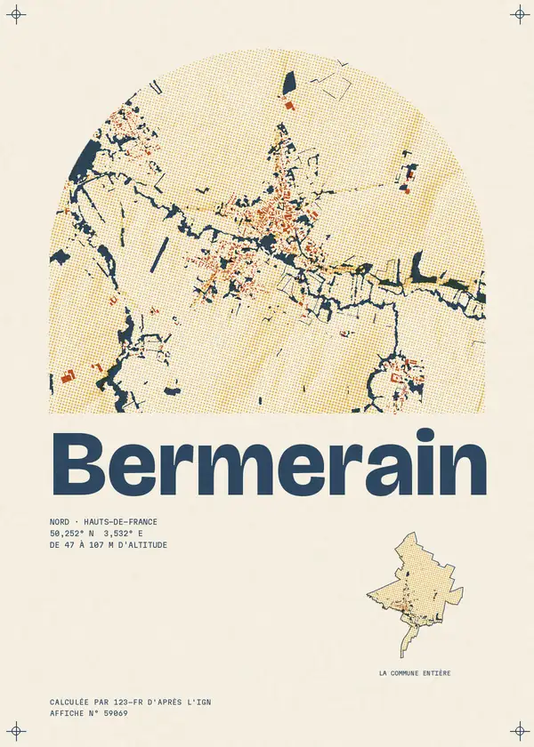 Affiche de Bermerain, calculée par 123-fr d'après l'IGN
