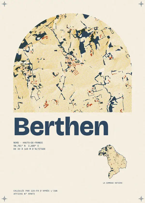 Affiche de Berthen, calculée par 123-fr d'après l'IGN