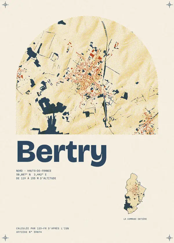 Affiche de Bertry, calculée par 123-fr d'après l'IGN
