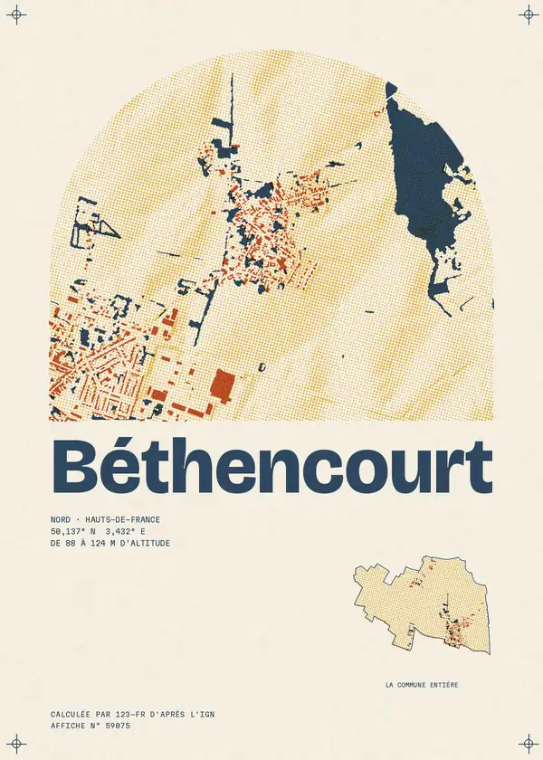 Affiche de Béthencourt, calculée par 123-fr d'après l'IGN