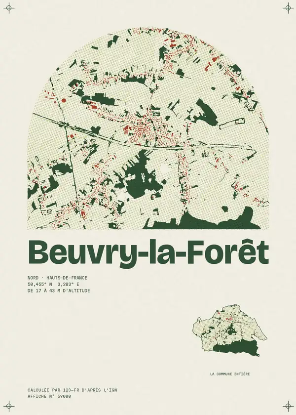 Affiche de Beuvry-la-Forêt, calculée par 123-fr d'après l'IGN