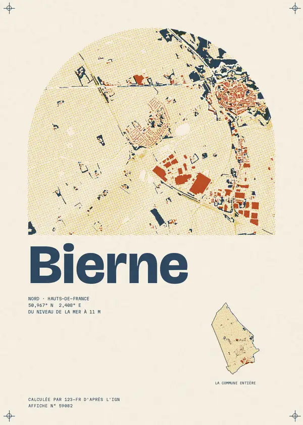 Affiche de Bierne, calculée par 123-fr d'après l'IGN