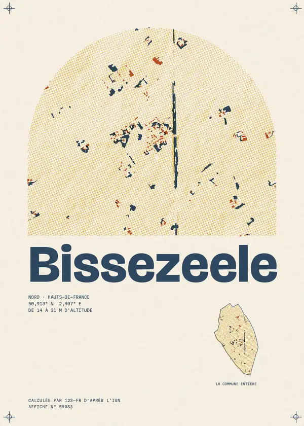Affiche de Bissezeele, calculée par 123-fr d'après l'IGN