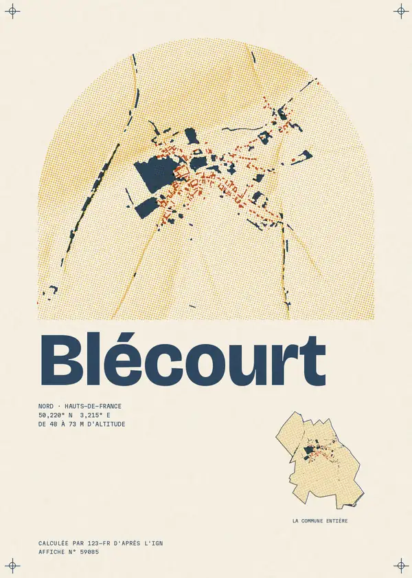 Affiche de Blécourt, calculée par 123-fr d'après l'IGN