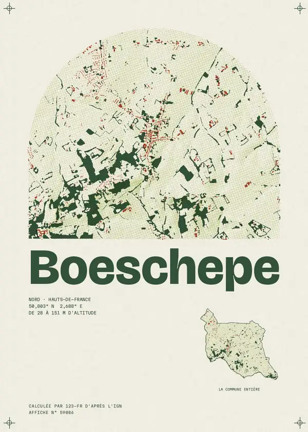 Affiche de Boeschepe, calculée par 123-fr d'après l'IGN