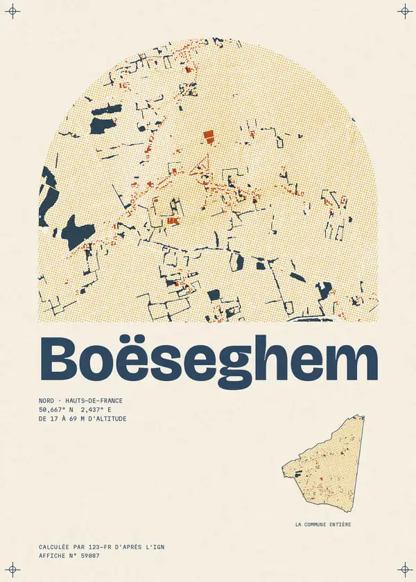 Affiche de Boëseghem, calculée par 123-fr d'après l'IGN