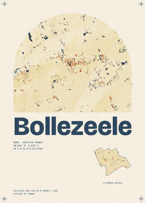 Affiche de Bollezeele, calculée par 123-fr d'après l'IGN