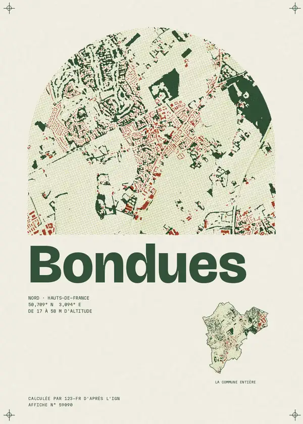 Affiche de Bondues, calculée par 123-fr d'après l'IGN