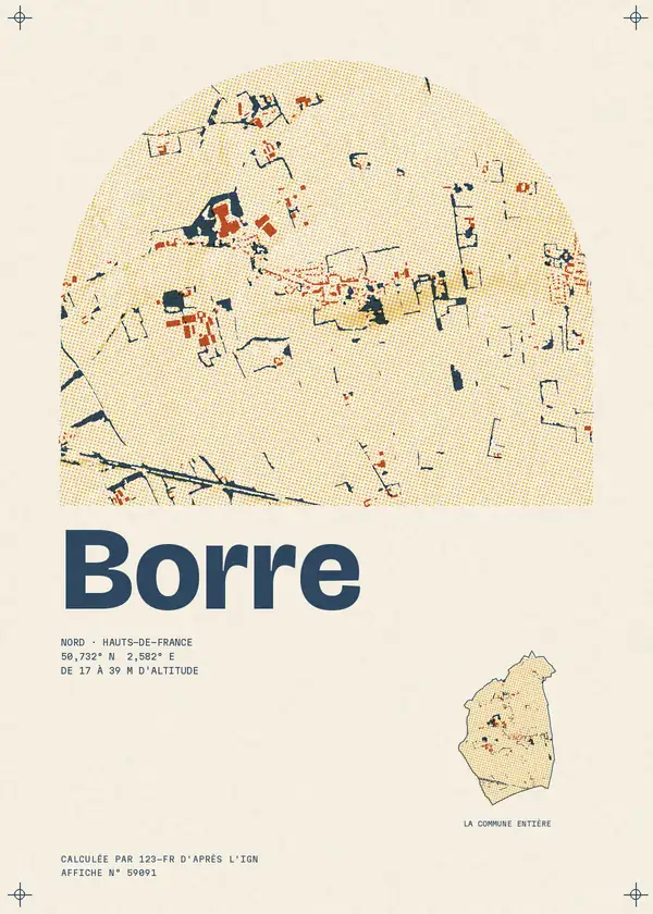 Affiche de Borre, calculée par 123-fr d'après l'IGN