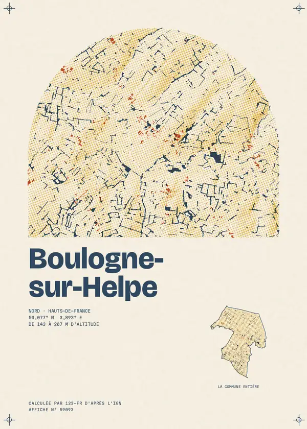 Affiche de Boulogne-sur-Helpe, calculée par 123-fr d'après l'IGN