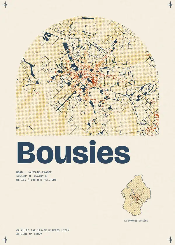 Affiche de Bousies, calculée par 123-fr d'après l'IGN