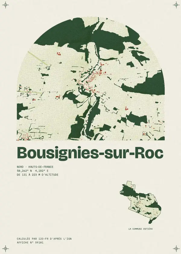 Affiche de Bousignies-sur-Roc, calculée par 123-fr d'après l'IGN