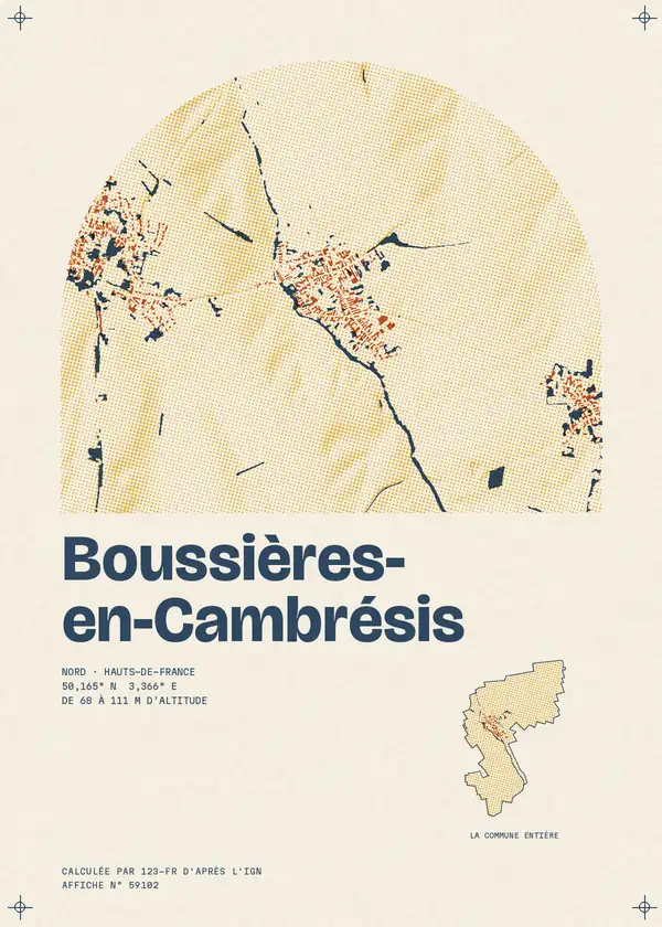 Affiche de Boussières-en-Cambrésis, calculée par 123-fr d'après l'IGN