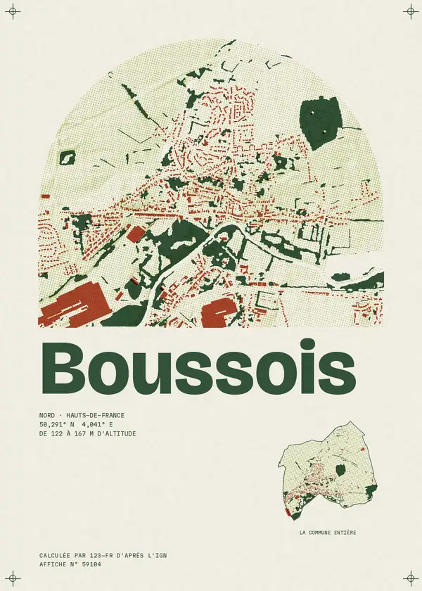 Affiche de Boussois, calculée par 123-fr d'après l'IGN
