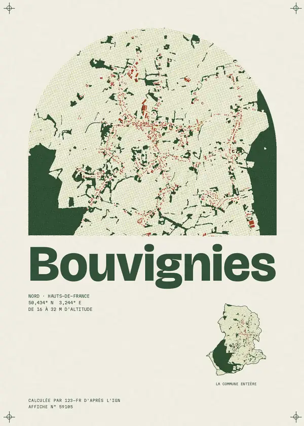 Affiche de Bouvignies, calculée par 123-fr d'après l'IGN