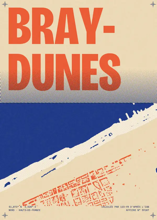 Affiche de Bray-Dunes, calculée par 123-fr d'après l'IGN