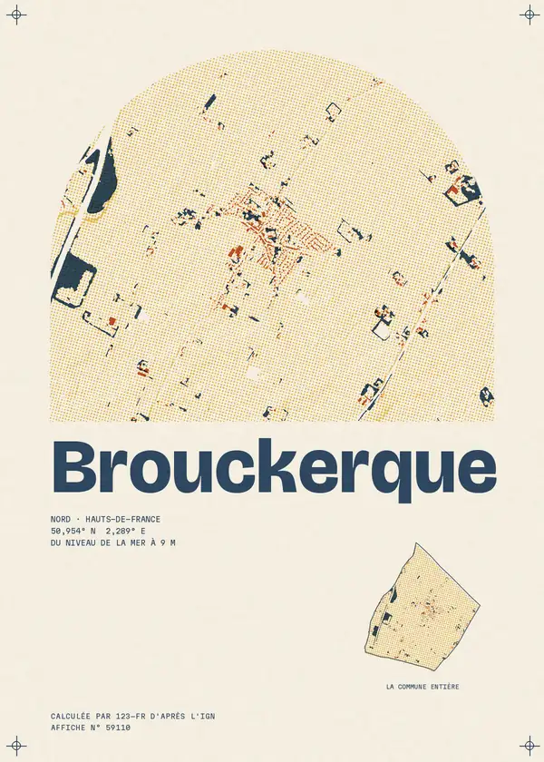 Affiche de Brouckerque, calculée par 123-fr d'après l'IGN