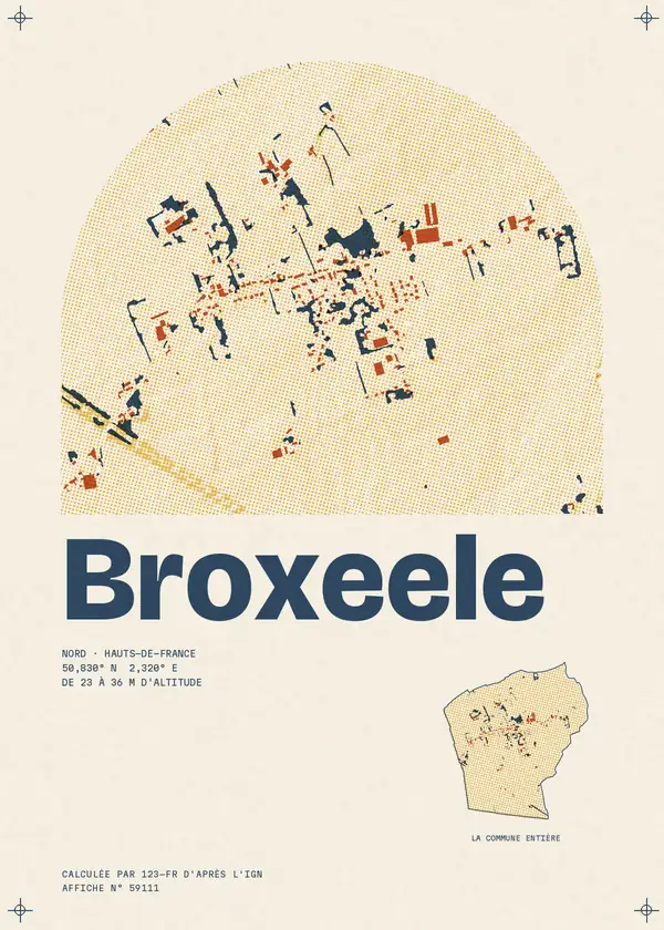 Affiche de Broxeele, calculée par 123-fr d'après l'IGN