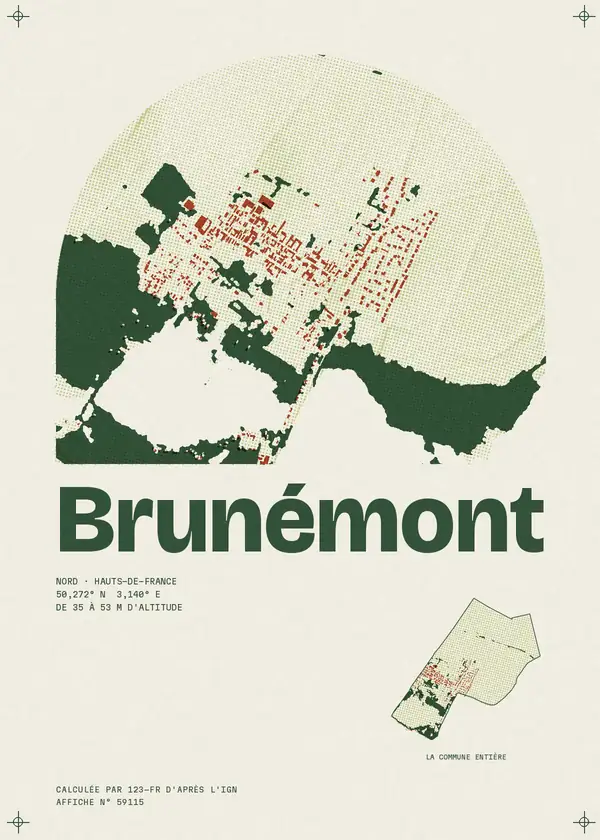 Affiche de Brunémont, calculée par 123-fr d'après l'IGN