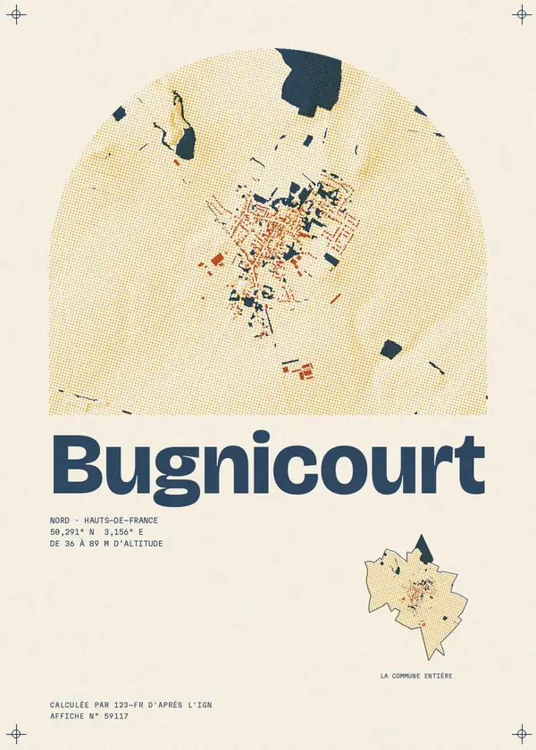 Affiche de Bugnicourt, calculée par 123-fr d'après l'IGN