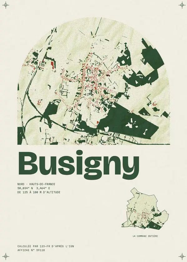Affiche de Busigny, calculée par 123-fr d'après l'IGN