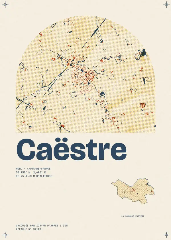 Affiche de Caëstre, calculée par 123-fr d'après l'IGN