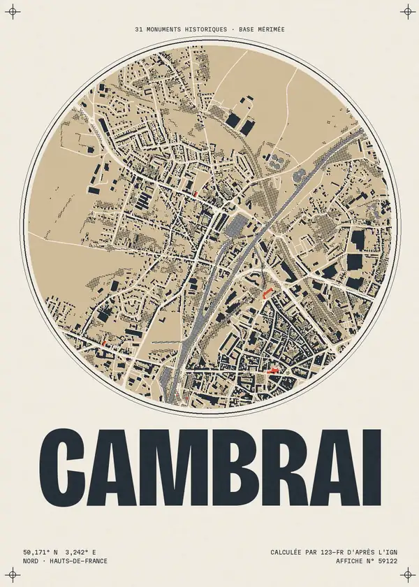 Affiche de Cambrai, calculée par 123-fr d'après l'IGN