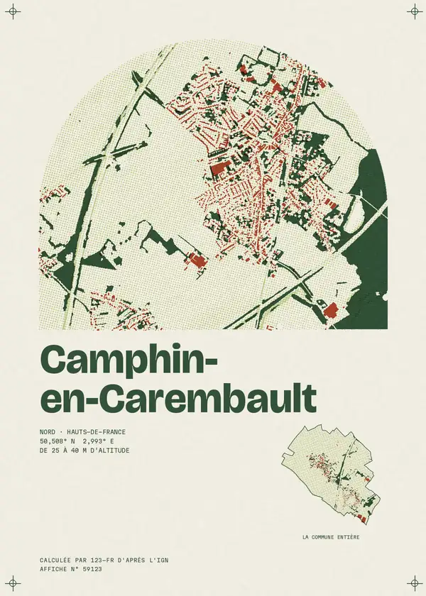 Affiche de Camphin-en-Carembault, calculée par 123-fr d'après l'IGN