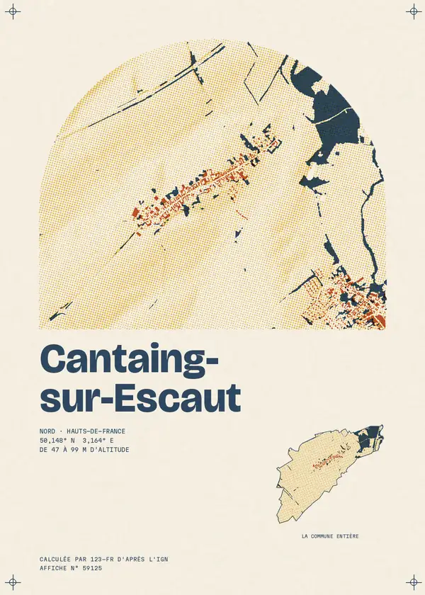 Affiche de Cantaing-sur-Escaut, calculée par 123-fr d'après l'IGN