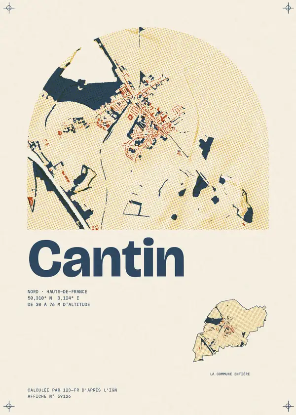Affiche de Cantin, calculée par 123-fr d'après l'IGN