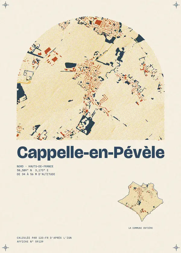 Affiche de Cappelle-en-Pévèle, calculée par 123-fr d'après l'IGN